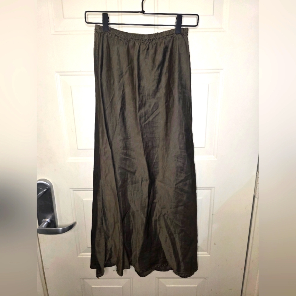 CP Shades Linen Blend Green Slip Style‎ Midi Skirt Size XS